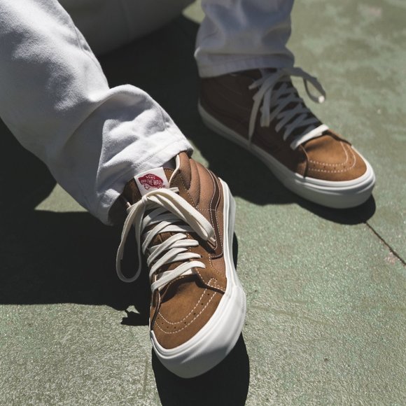 Vans Vault Og SK8 LX Mid Skate Shoes Men's Tobacco Brown - Picture 6 of 14